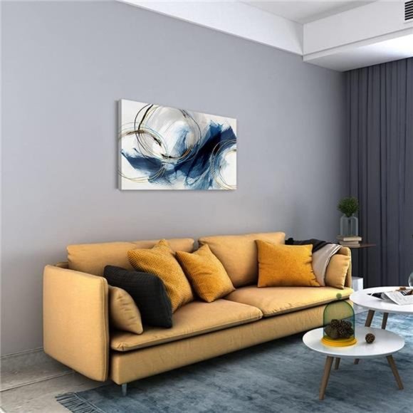 Wall Art Canvas Abstract Art Paintings Blue Fantasy Colorful Graffiti on White - Picture 3 of 6